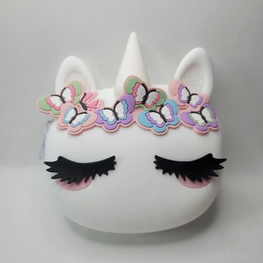 Claire's Unicorn Butterfly Crown Silicone Coin Purse White Jelly Wallet